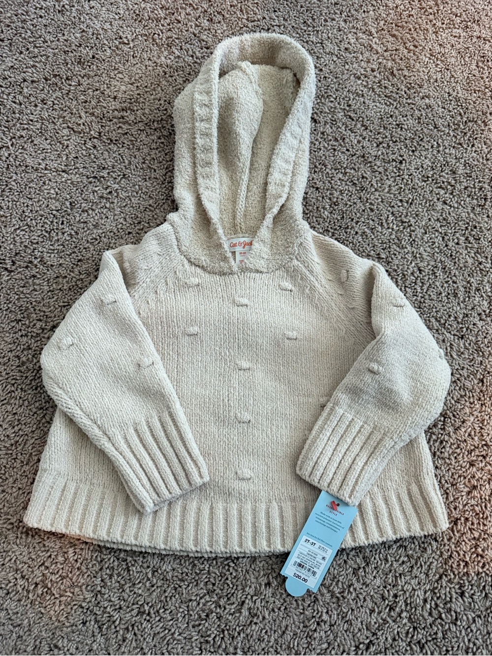 Cat & Jack Cream Hooded Knit Sweater